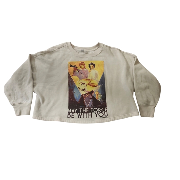 Old Navy Sz L Oversize Cropped Licensed Pop Culture Grafic Star Wars Sweater - Picture 3 of 11